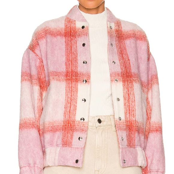 IRO Lahiana Bomber Jacket - Mixed Light Pink Sz 40 - Picture 1 of 7